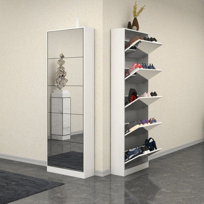 Étagère à chaussures avec miroir et 5 tiroirs