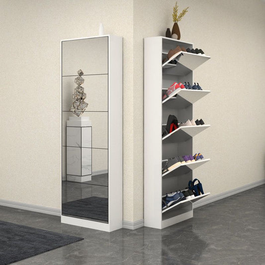 Étagère à chaussures avec miroir et 5 tiroirs
