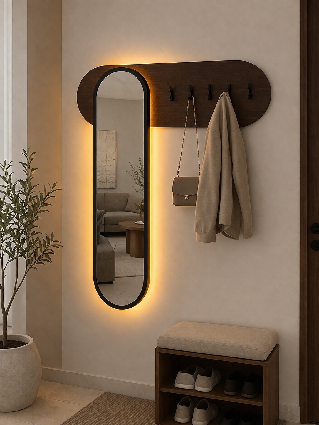 Portant à vêtements avec miroir
