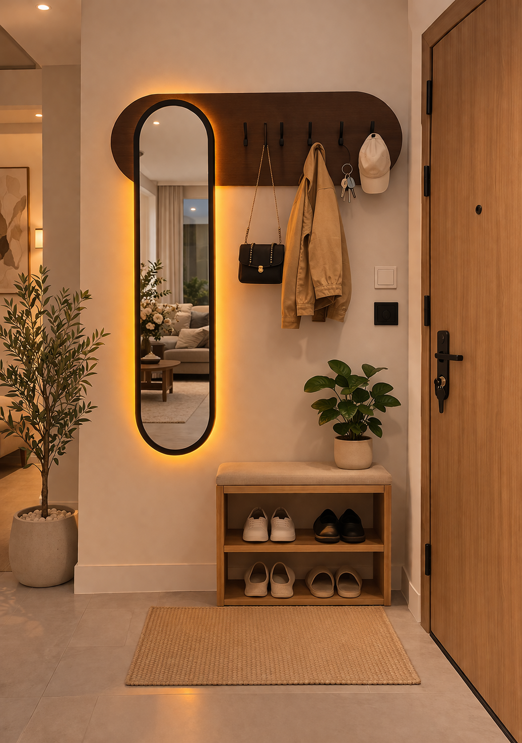 Portant à vêtements avec miroir