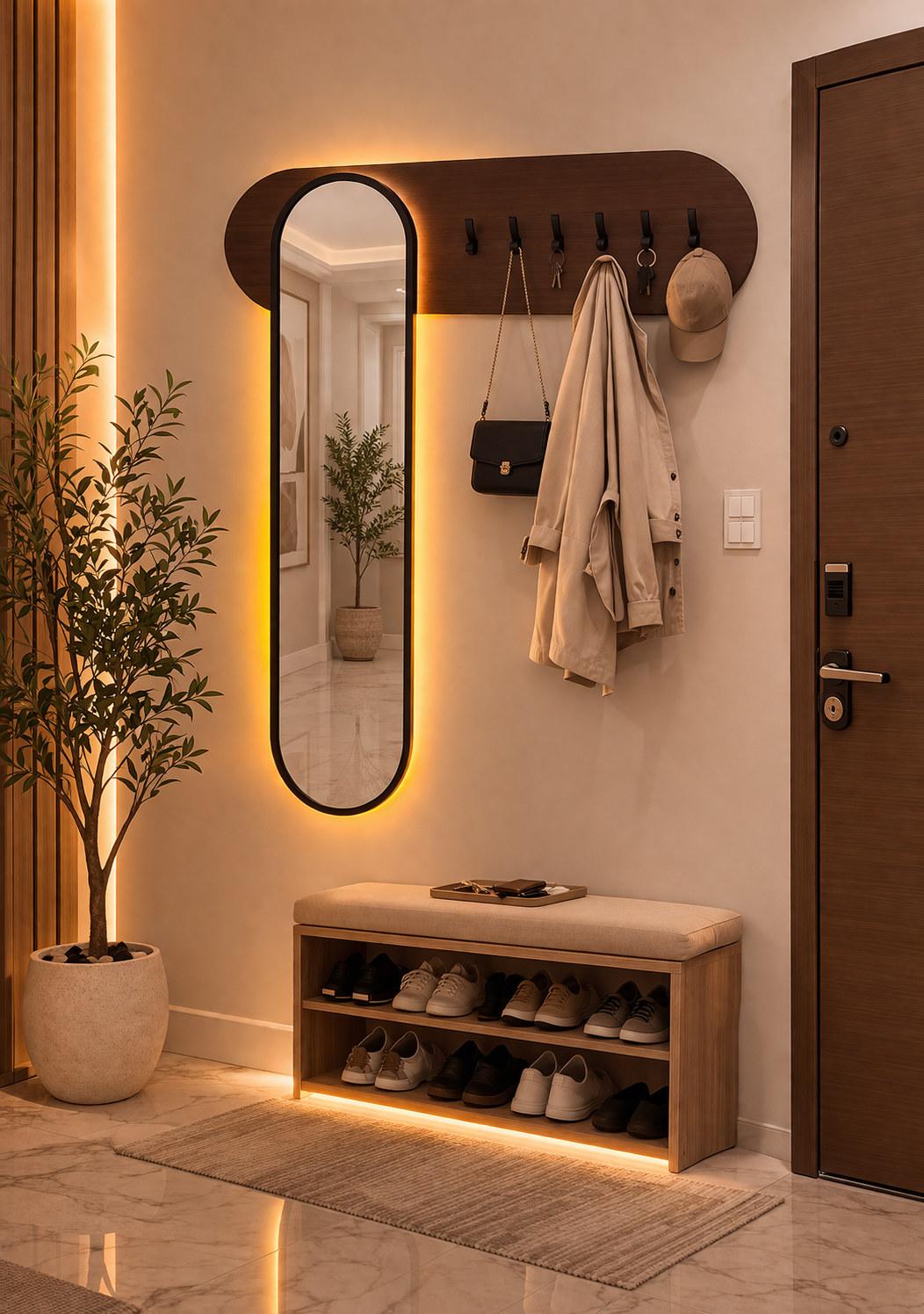 Portant à vêtements avec miroir
